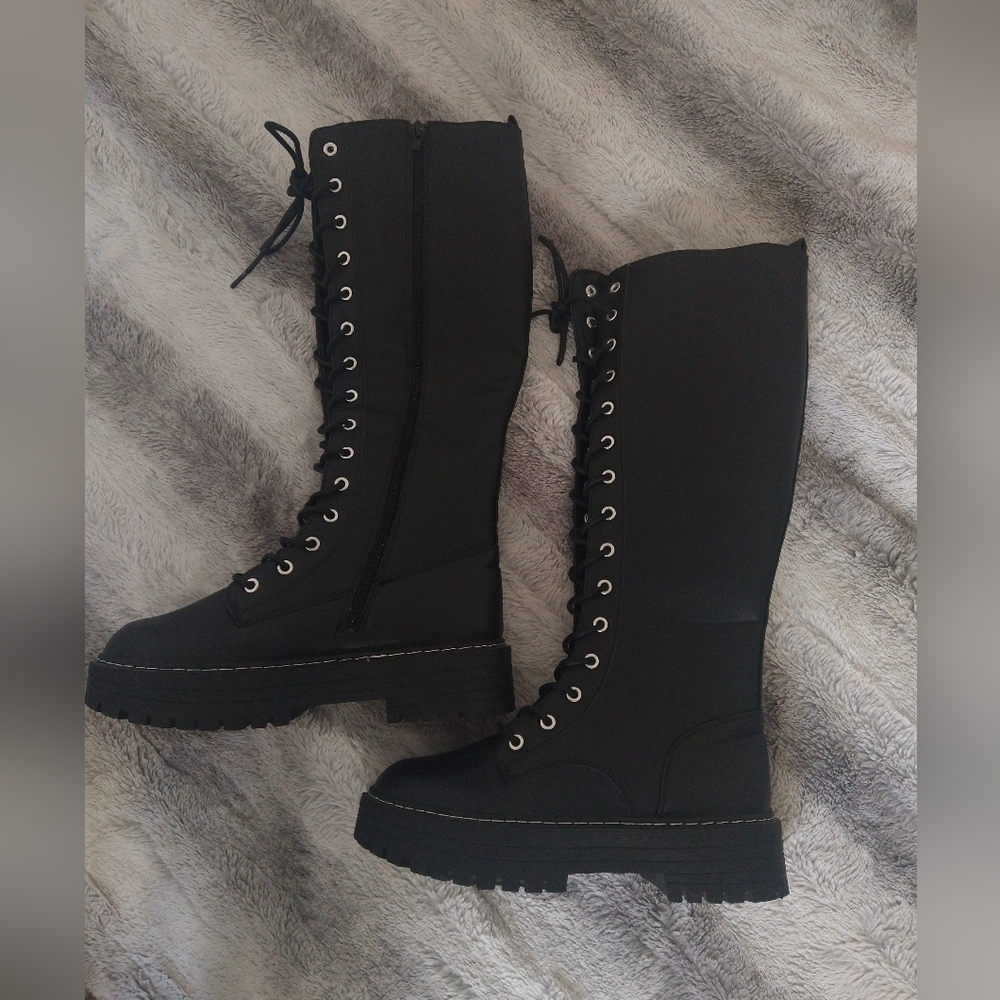 Black Long-Tall Lace Boots